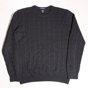 J. Crew 100% Italian Cashmere Cable Knit Crew Neck Black Sweater Men's Medium